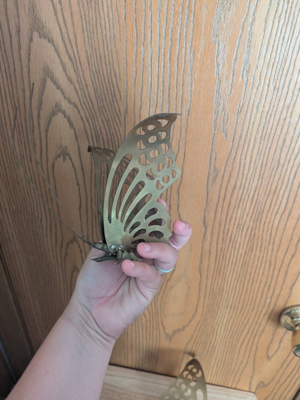 VTG Brass Butterfly Wall Decor or Table Art 3D Set of 3 MCM Metal - Picture 10 of 16